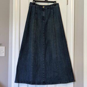 Style Long, Dark Denim Skirt 98% Cotton 2% Spandex